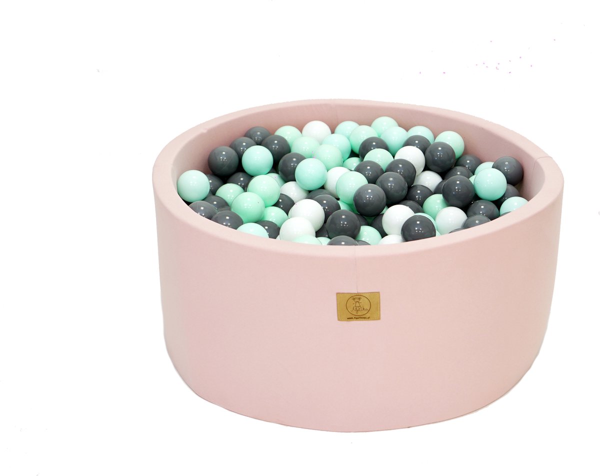 Ballenbakje.nl - Ballenbak XL Licht Roze | 90x40 cm | Inclusief 250 ballen - Mint, Grijs, Wit